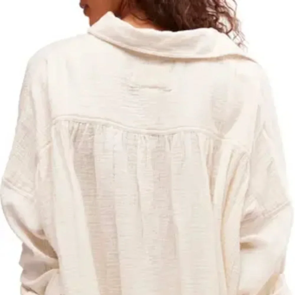 new Free People Cardiff 100% Cottone  GAUZY!  Button-Down Shirt Tunic 3Y2 267